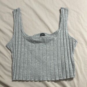 SHEIN Gray Ribbed Sleeveless Crop Tank Top
